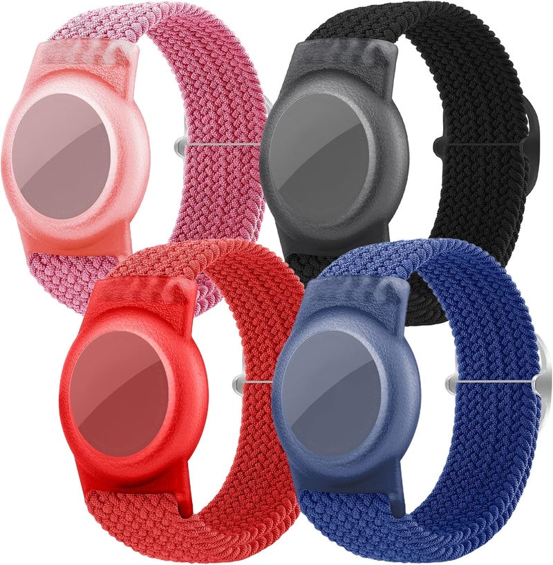 FNCOLL 2 Pack Kids Wristband for AirTag, Nylon Watch Band GPS Tracker Holder Protective Case Compatible with Apple Air Tag, Adjustable Anti-lost Bracelet for Toddler Baby Children Elders - Image 1